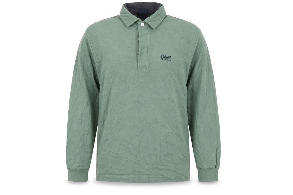Cotton Traders Men’s Green M Collared Henley Sweatshirt Logo