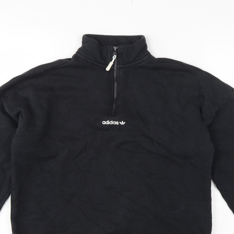 Adidas Women’s Black UK 10 S 1/4 Zip Logo Pullover Sweatshirt