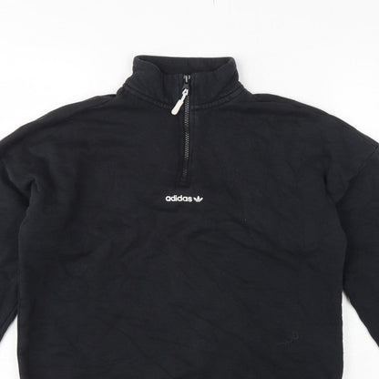 Adidas Women’s Black UK 10 S 1/4 Zip Logo Pullover Sweatshirt
