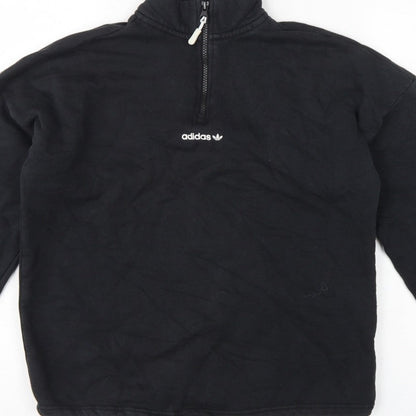 Adidas Women’s Black UK 10 S 1/4 Zip Logo Pullover Sweatshirt