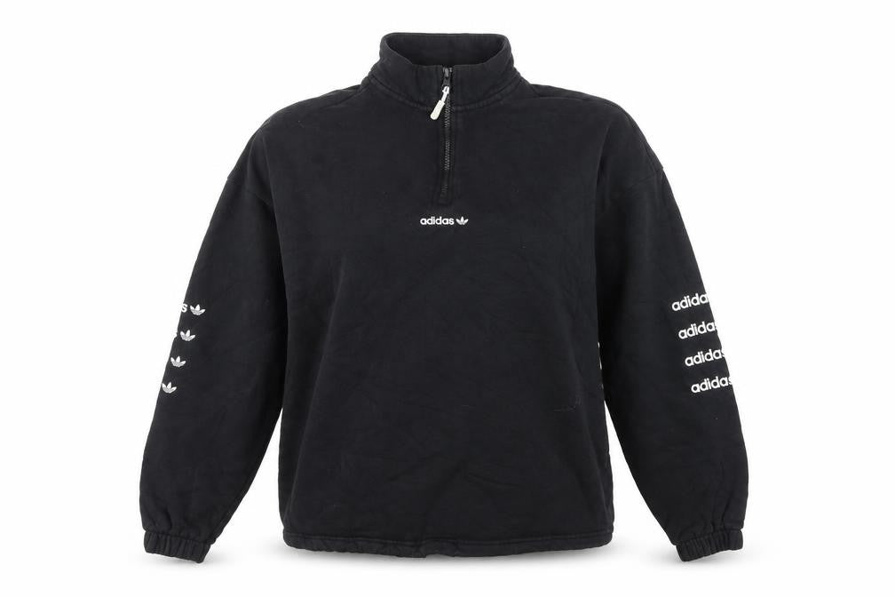 Adidas Women’s Black UK 10 S 1/4 Zip Logo Pullover Sweatshirt