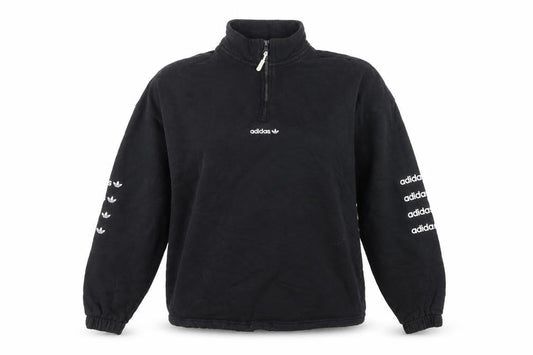 Adidas Women’s Black UK 10 S 1/4 Zip Logo Pullover Sweatshirt
