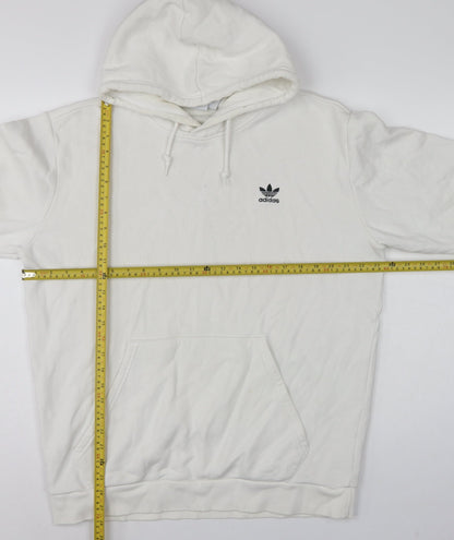 adidas Men’s White L Pullover Hoodie Trefoil Logo Pocket