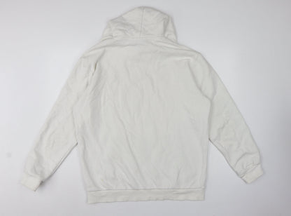 adidas Men’s White L Pullover Hoodie Trefoil Logo Pocket
