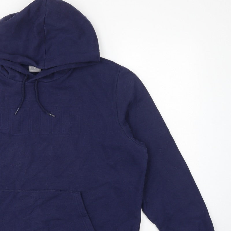 Puma Men’s Blue L Pullover Hoodie Fleece Logo Pocket