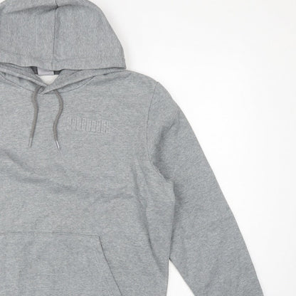 Puma Men’s Grey Large Pullover Hoodie Logo Pocket Casual