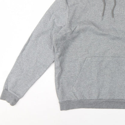 Puma Men’s Grey Large Pullover Hoodie Logo Pocket Casual