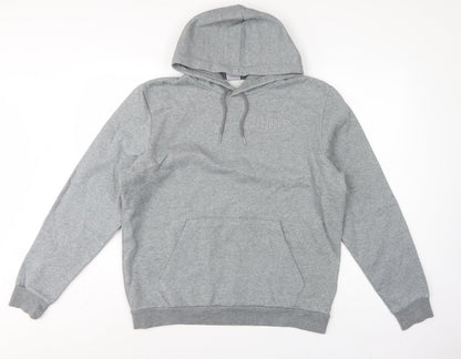Puma Men’s Grey Large Pullover Hoodie Logo Pocket Casual