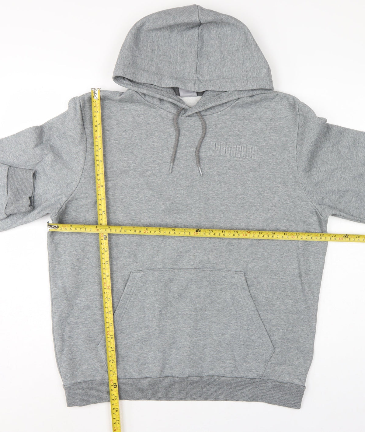 Puma Men’s Grey Large Pullover Hoodie Logo Pocket Casual