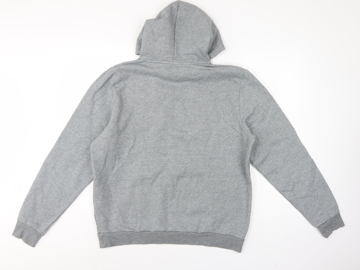 Puma Men’s Grey Large Pullover Hoodie Logo Pocket Casual