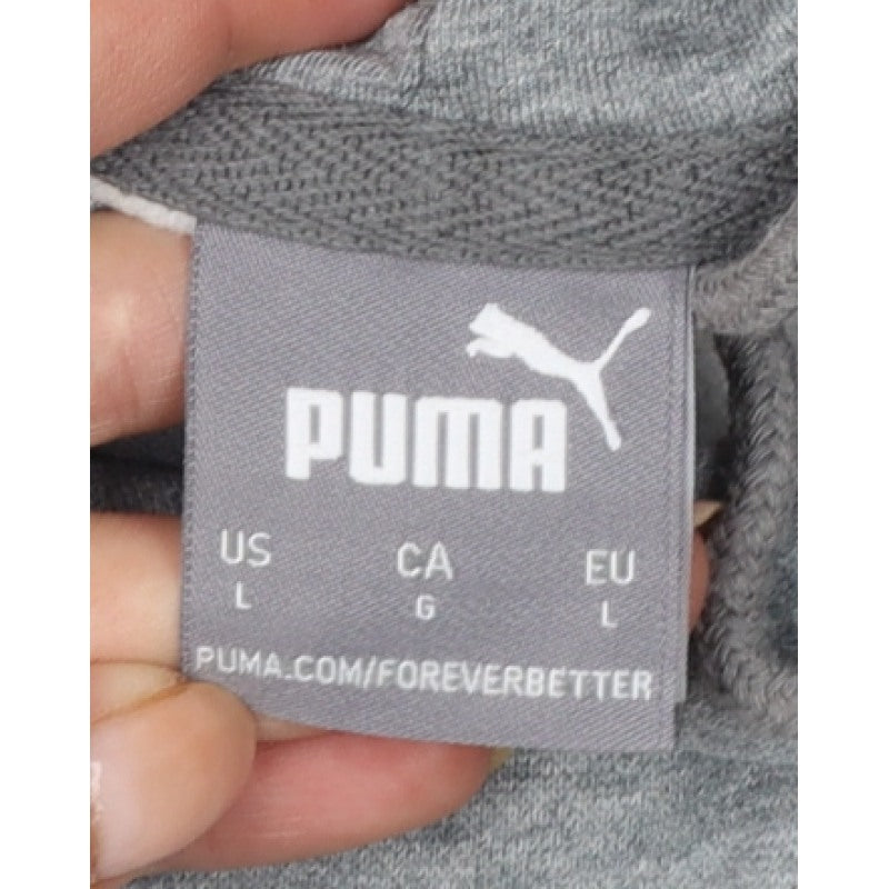 Puma Men’s Grey Large Pullover Hoodie Logo Pocket Casual