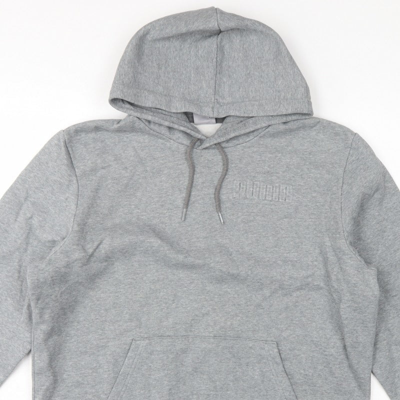 Puma Men’s Grey Large Pullover Hoodie Logo Pocket Casual