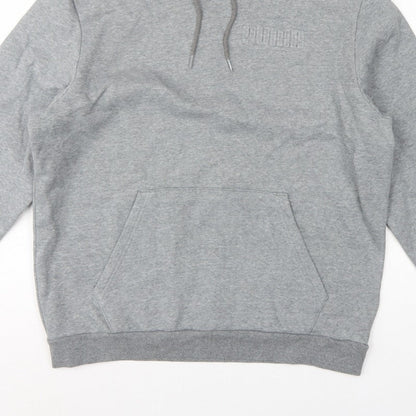 Puma Men’s Grey Large Pullover Hoodie Logo Pocket Casual