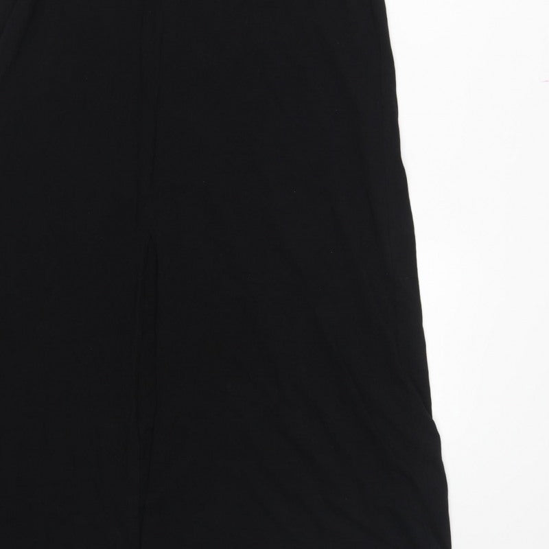 ASOS DESIGN Women Black UK 12 Long Maxi Collared Puff Sleeve Dress