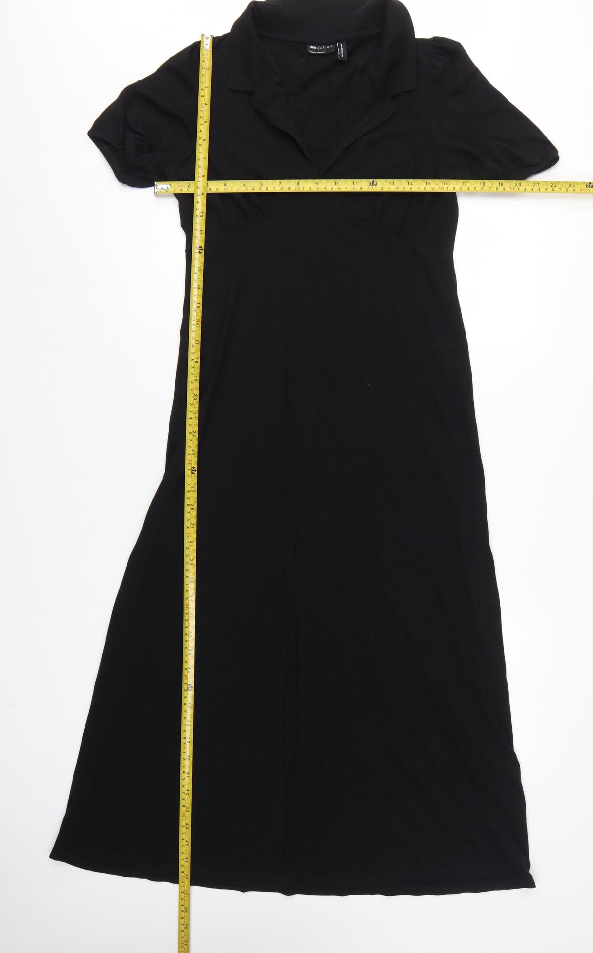ASOS DESIGN Women Black UK 12 Long Maxi Collared Puff Sleeve Dress