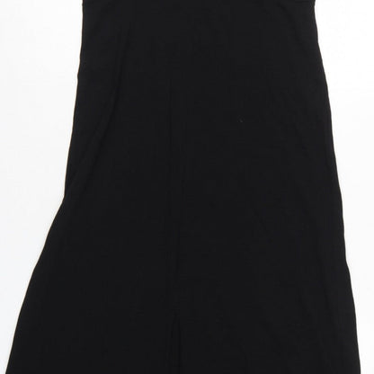 ASOS DESIGN Women Black UK 12 Long Maxi Collared Puff Sleeve Dress
