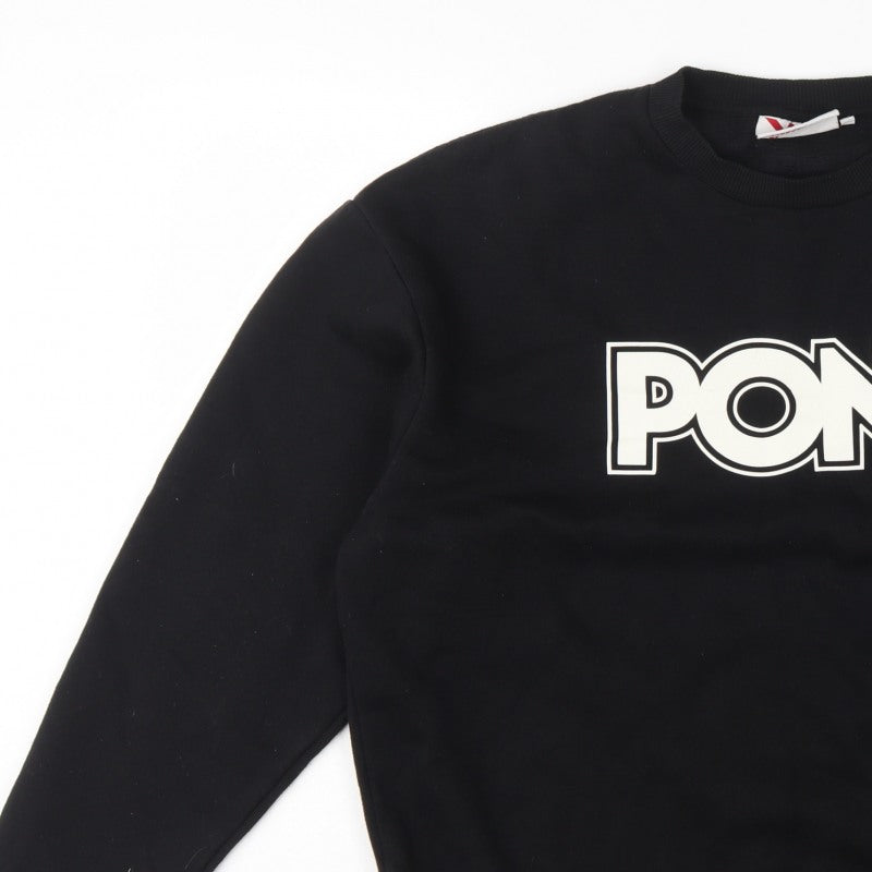 Pony Men's Black L Logo Graphic Print Crew Neck Pullover Sweatshirt