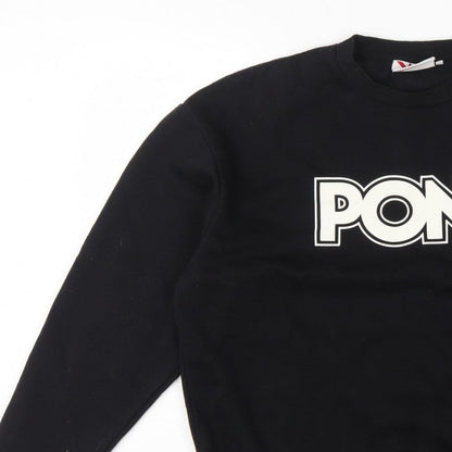Pony Men's Black L Logo Graphic Print Crew Neck Pullover Sweatshirt