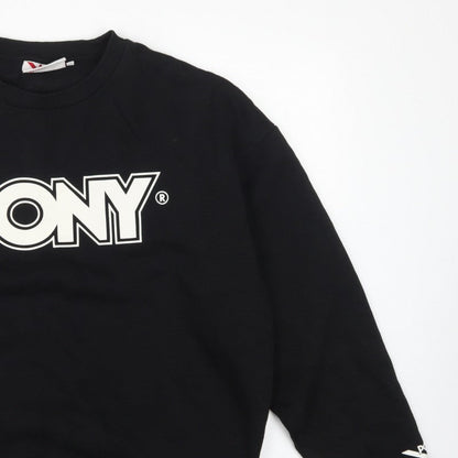 Pony Men's Black L Logo Graphic Print Crew Neck Pullover Sweatshirt