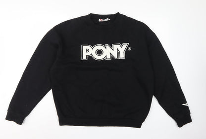 Pony Men's Black L Logo Graphic Print Crew Neck Pullover Sweatshirt