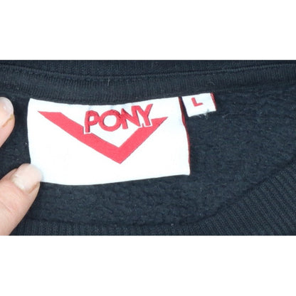 Pony Men's Black L Logo Graphic Print Crew Neck Pullover Sweatshirt
