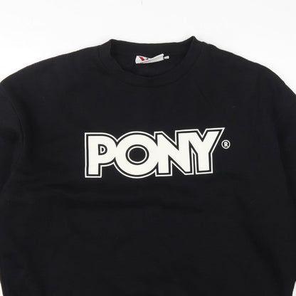 Pony Men's Black L Logo Graphic Print Crew Neck Pullover Sweatshirt
