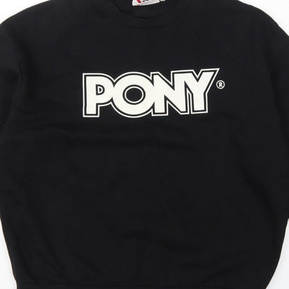 Pony Men's Black L Logo Graphic Print Crew Neck Pullover Sweatshirt