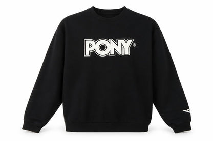 Pony Men's Black L Logo Graphic Print Crew Neck Pullover Sweatshirt