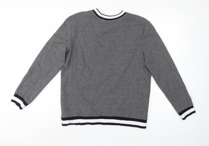 Dorothy Perkins Women Grey UK 12 Love Embroidered Pullover Sweatshirt