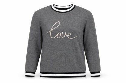 Dorothy Perkins Women Grey UK 12 Love Embroidered Pullover Sweatshirt