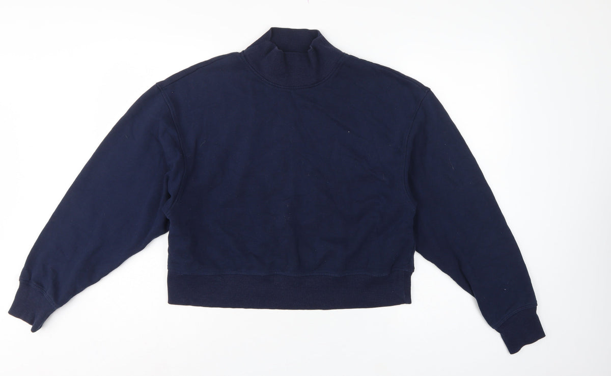 Marks & Spencer Women Navy Blue UK 14 High Neck Pullover Sweatshirt