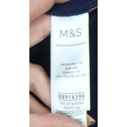 Marks & Spencer Women Navy Blue UK 14 High Neck Pullover Sweatshirt