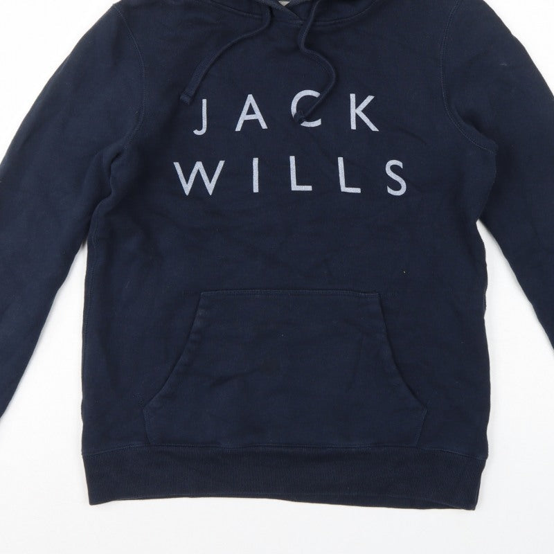 Jack Wills Women’s Blue UK 10 Pullover Hoodie Logo Fleece