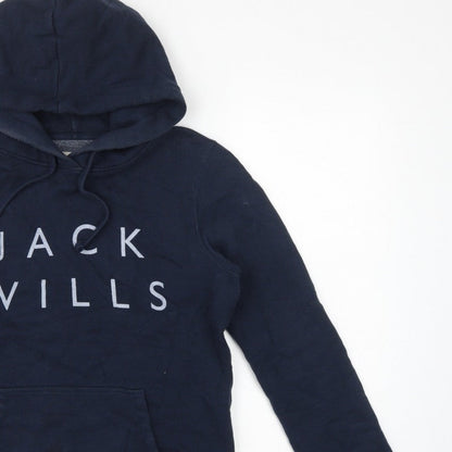 Jack Wills Women’s Blue UK 10 Pullover Hoodie Logo Fleece