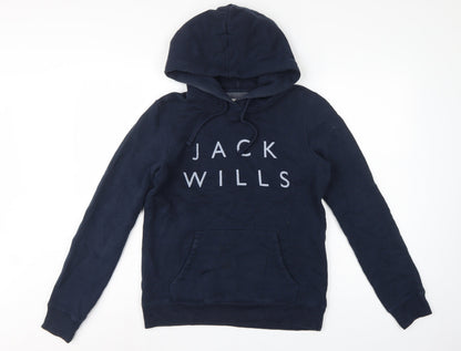 Jack Wills Women’s Blue UK 10 Pullover Hoodie Logo Fleece