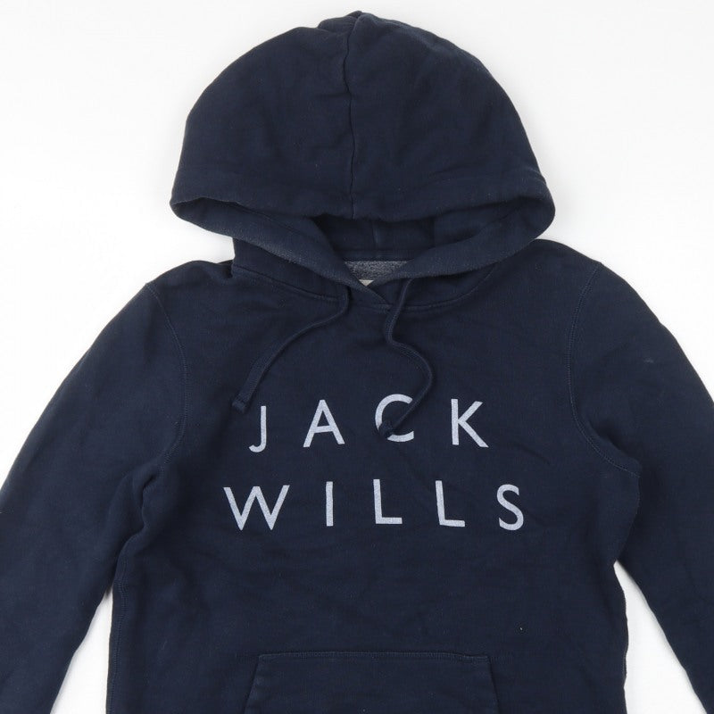 Jack Wills Women’s Blue UK 10 Pullover Hoodie Logo Fleece