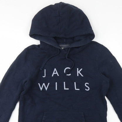 Jack Wills Women’s Blue UK 10 Pullover Hoodie Logo Fleece