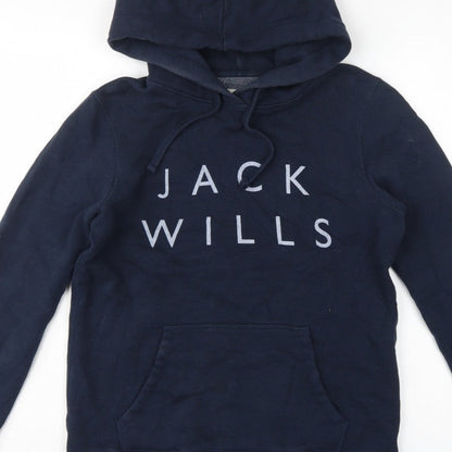 Jack Wills Women’s Blue UK 10 Pullover Hoodie Logo Fleece