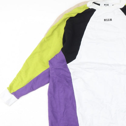 MSGM Women’s Multicoloured XS Colourblock Logo Raglan Sweatshirt