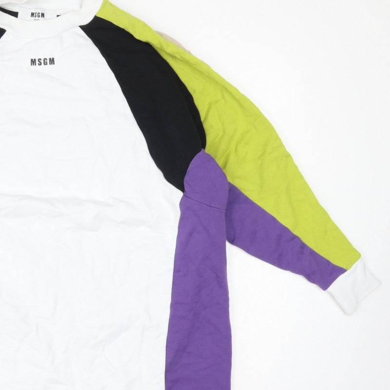 MSGM Women’s Multicoloured XS Colourblock Logo Raglan Sweatshirt