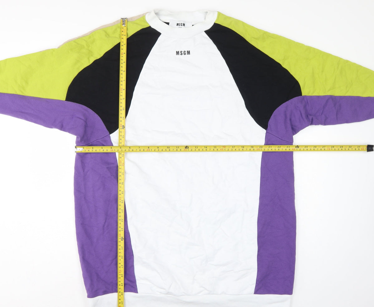 MSGM Women’s Multicoloured XS Colourblock Logo Raglan Sweatshirt