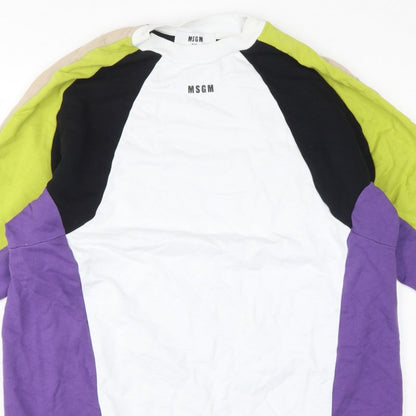 MSGM Women’s Multicoloured XS Colourblock Logo Raglan Sweatshirt