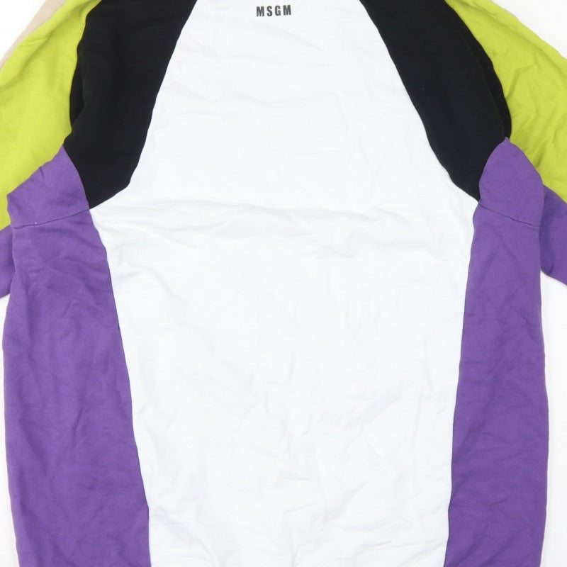 MSGM Women’s Multicoloured XS Colourblock Logo Raglan Sweatshirt