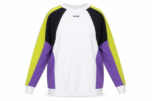 MSGM Women’s Multicoloured XS Colourblock Logo Raglan Sweatshirt