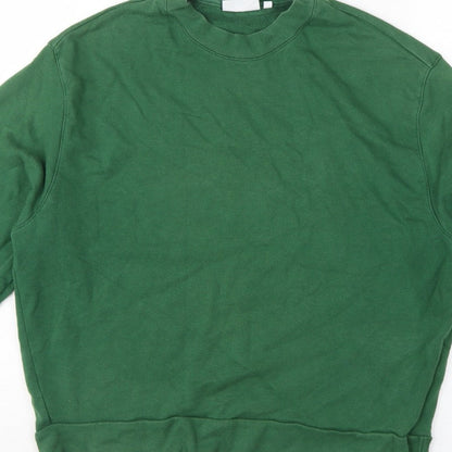 Weekday Women Green S Cropped Pullover Crew Neck Sweatshirt
