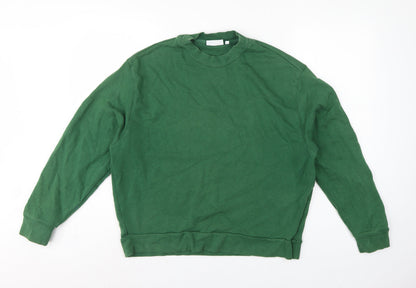 Weekday Women Green S Cropped Pullover Crew Neck Sweatshirt