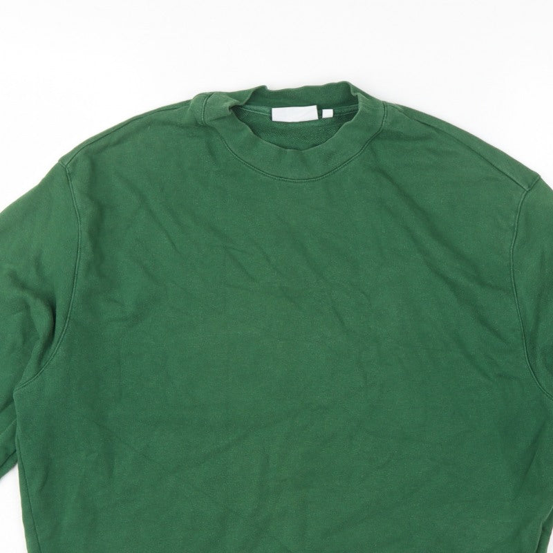 Weekday Women Green S Cropped Pullover Crew Neck Sweatshirt