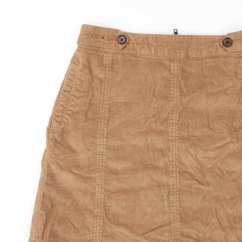 Fat Face Women Brown Corduroy A-Line Mini Skirt UK 10 Stretch