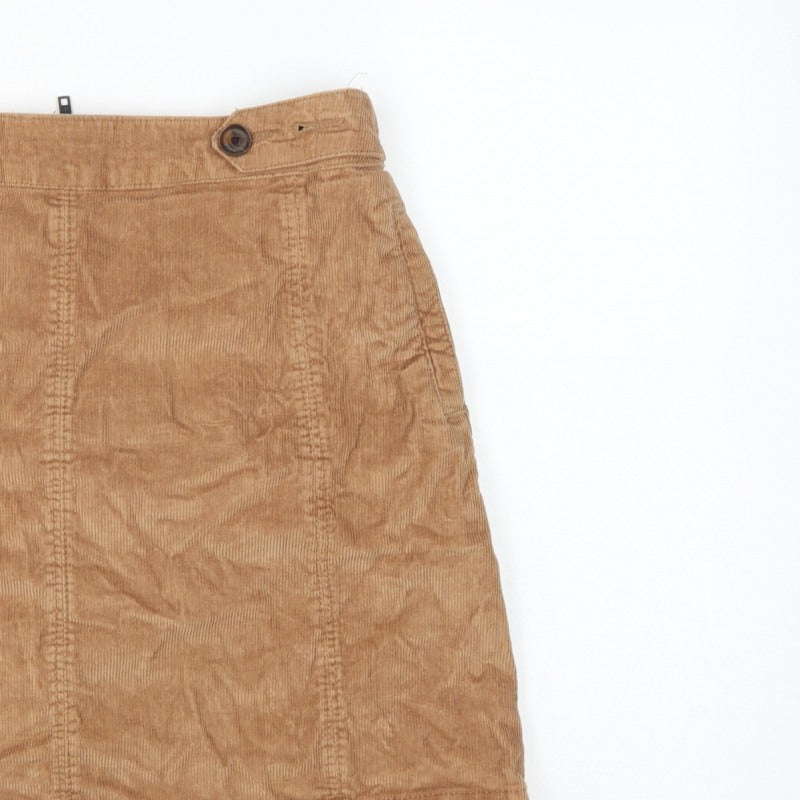 Fat Face Women Brown Corduroy A-Line Mini Skirt UK 10 Stretch
