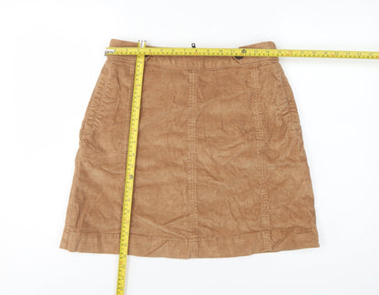 Fat Face Women Brown Corduroy A-Line Mini Skirt UK 10 Stretch